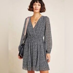 Anthropologie Black and White Long Sleeve Dress